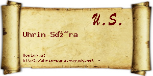 Uhrin Sára névjegykártya