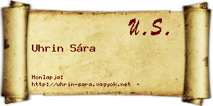 Uhrin Sára névjegykártya